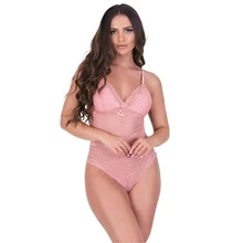 Kit 2 Simple And Comfortable Lace Bodysuit With Adjustable Strap And Without Pads With Cotton Lining - 彩色 - 查看 9