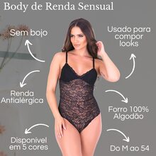Kit 2 Simple And Comfortable Lace Bodysuit With Adjustable Strap And Without Pads With Cotton Lining - 彩色 - 查看 6
