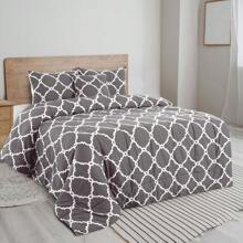 Lux Decor 5-Piece Comforter Set, Soft Microfiber Bedding With Plush Texture, All-Season Comforter, Pillow Shams And Bed Skirt Included, Elegant Hotel Collection Bedding For Bedroom, Guest Room And Home - 四葉灰 - 查看 1