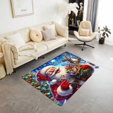 1pc Thickened 0.47 Inch/1.2cm Merry Christmas Kitchen Mat,Festive Santa Design, Non-Slip, Machine Washable, Perfect For Kitchen, Bathroom, Bedroom, And More - Rectangle Rug,Christmas Decor