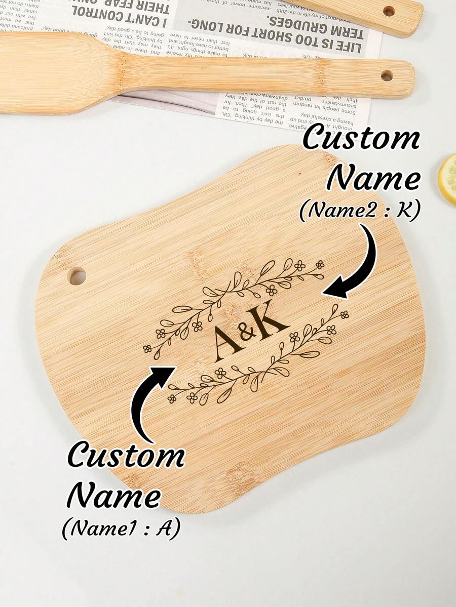 1 件可定制竹砧板，苹果形设计，抗菌防滑水果砧板，适用于厨房、餐厅、户外使用，送给妈妈、婚礼、生日、伴娘、个性化、圣诞节、女性的礼物 - 多色 - 查看 1