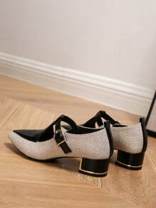 Modne buty Mary Jane Oxford na jesień/zimę z metalowym noskiem i grubym obcasem, na co dzień i do pracy, płaskie, eleganckie, mokasyny Lori - Wielokolorowe - Zobacz 7