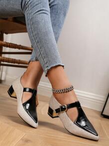 Modne buty Mary Jane Oxford na jesień/zimę z metalowym noskiem i grubym obcasem, na co dzień i do pracy, płaskie, eleganckie, mokasyny Lori - Wielokolorowe - Zobacz 3