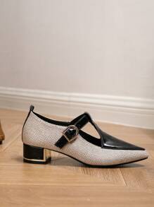 Modne buty Mary Jane Oxford na jesień/zimę z metalowym noskiem i grubym obcasem, na co dzień i do pracy, płaskie, eleganckie, mokasyny Lori - Wielokolorowe - Zobacz 5