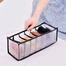 1 pièce Boîte de rangement pour sous-vêtements de type tiroir, grille de séparation pour chaussettes et sous-vêtements, organisateur de placard à couches, boîte de rangement pour vêtements en maille transparente, boîte de rangement à tiroirs pliable à grille multiple, rangement et organisation de garde-robe, boîte de rangement à compartiments pour sous-vêtements, sacs de rangement pour tiroirs de chaussettes et sous-vêtements, décoration de festivals, décoration de chambre, décoration de maison, décoration de chambre à coucher, organisateur, rangement à la maison, t-shirt blanc pour femme, pantalon noir pour femme, vêtements d'hiver pour dames, robe