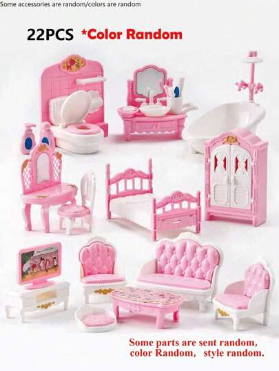 1pcPieces Doll House Furniture And Accessories Set Dollhouse Furniture Set Mini Dollhouse Furniture 1 12 Scale Bedroom Living Room Bathroom Furniture Accessories(Some Accessories Are Random/Colors Are Random)