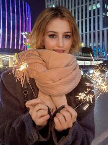 1 Stück einfarbig, legerer, eleganter, wollener Schal mit Fransen, warm, Unisex Herbst/Winter - A - Übersicht 8
