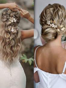 4pcs Handmade Alloy Faux Pearl Flower Hair Clips Bridal Wedding Headpiece Party Accessories