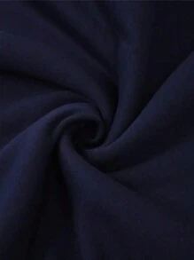 男士休闲日常通勤多功能字母和美国国旗印花袋鼠口袋抽绳连帽衫，秋冬款 - 藏蓝色 - 查看 5