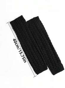 1 Pair Women Knitted Leg Warmers Fashion Versatile Boot Cuffs Warm Leg Covers For Students, Dancing, Daily Casual Outfits - Black - View 3