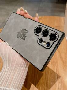 Premium Quality Maple Leaf Genuine Leather Shockproof Phone Case Compatible With Apple & - Grey - View 25