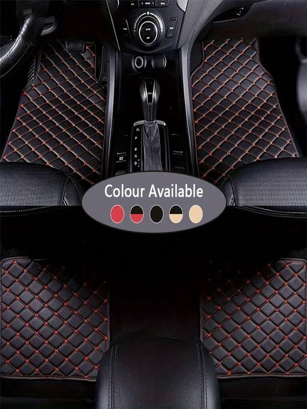 4pcs Universal Fit Waterproof Faux Leather Car Floor Mats Set - Premium PU Leather, Full Coverage, Easy Clean, Durable, And Stylish Auto Interior Accessories