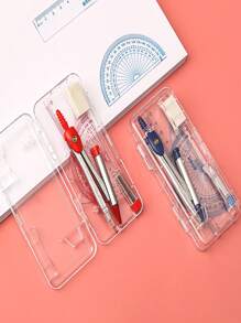 7pcs/Set Geometric Drafting Tools Kit, Includes Compass, Protractor, Triangle Ruler, Square, Ruler, Compass, And Angle Measure. School Supplies. - Multicolor - View 9