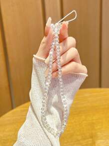 1pc Transparent Glass Crystal Decorated With Small Butterfly Design Phone Lanyard, Simple Yet Stylish, Suitable For Women. - Clear - View 3