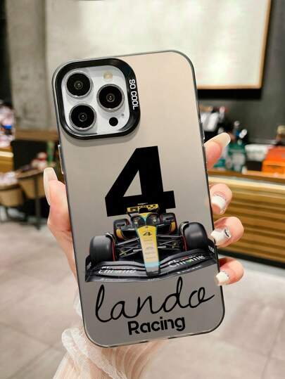 1pc Fashion Racing Car & Letter Printed Anti-Fall Phone Protective Case, Fits IPhone11 12 13 14 11Promax 12Promax 13Promax 14Promax XR 15 15PRO 15PROMAX, Samsung GalaxyA05/A15/A25/A35/A53/A54/A55/S23/S24