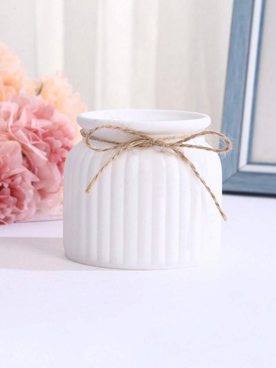 Vaso da fiori mini intrecciato a righe in plastica, adatto per decorazioni da interni, tavoli da caffè, matrimoni