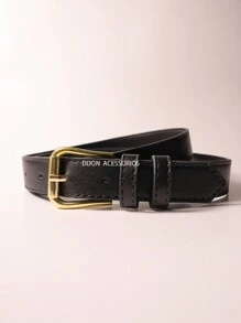Women's Fashion Belt 2.5cm Gold Buckle - 黑色 - 查看 1