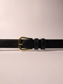 Women's Fashion Belt 2.5cm Gold Buckle - 黑色 - 查看 2