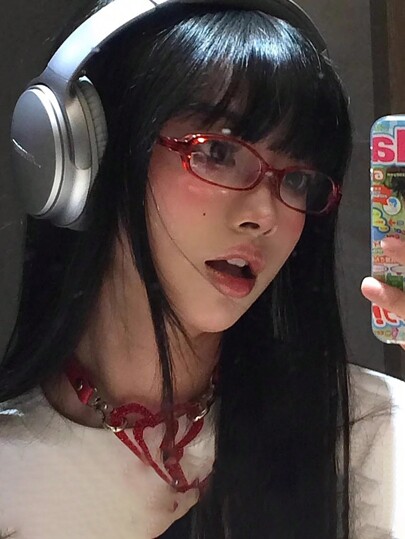 1 Pc Y2K Retro Small Oval Gradual Red Glasses Frame, Personalized Anime Concave Shape Non-Prescription Glasses Clear Glasses Accessories, School Halloween Glasses Accessories For Women Valentines