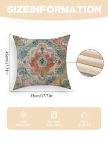 1pc Set Bohemian Throw Pillow Covers, Decorative Cushion Covers 45*45cm/18 "X18", Rustic Farmhouse Decor For Couch, Sofa, Patio & Outdoor - Linen Blend, Zip Closure, - Multicolor - View 2