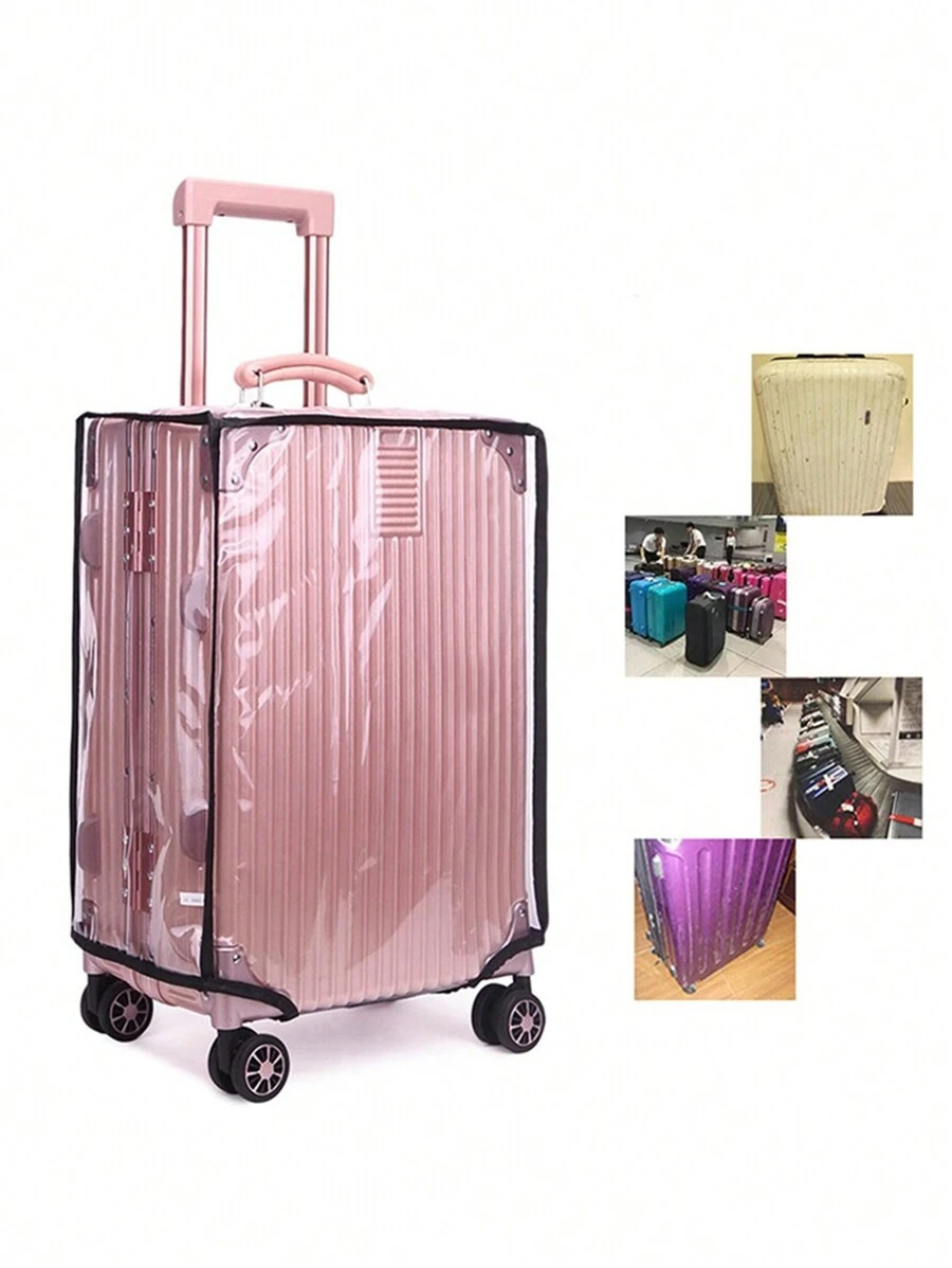 1pc PVC Detachable Universal Super Transparent Luggage Cover, Luggage Cover, Travel Luggage Dust Cover, Travel Luggage Protection Cover, And Wheeled Luggage Cover Travel Essentials School Back To School School Supplies Holiday Camping Holiday Essentials Vacation Accessories Mini Summer Bag For School School Accessories School Stuff - Black and White - View 1