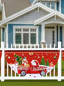 圣诞快乐红色汽车粉丝旗 35 X 18 英寸圣诞悬挂彩旗带索环户外半扇旗横幅适用于圣诞节新年庭院家居装饰，家居圣诞装饰 2024 礼物 2025 年新年，万圣节，万圣节装饰 - 查看 5