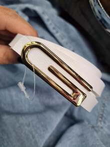 Women's Belt Basic Thin Gold Buckle With Details Latest Fashion Fashion Belts Ideal To Wear With Shorts Tailored Jeans Skirt Dress Pants Matches Everything 2024 - 白色 - 查看 1