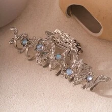 1 件月光石不对称波浪折叠发夹，1 个月 - 銀色 - 查看 3