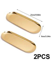 LEAPAIR 1/2/3 peças Bandeja Decorativa Oval de Aço Inoxidável Dourada/Prateada/Preta P/M/G, Bandeja para Joias, Bandeja para Toalha/Penteadeira, Prato, Bandeja para Chá/Frutas, Organizador de Cosméticos e Joias, Estilo Nórdico