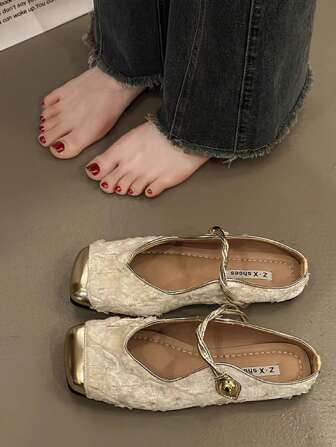 2024 年夏季新款女士穆勒拖鞋，方头一脚蹬平底鞋