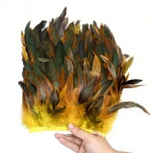 1Meter Natural Rooster Feathers Trim Fringe 15-20cm Ribbon Plumes For Craft Ribbon Fringe For Skirt Party Clothing - Multicolor - View 28