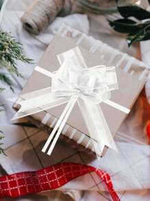 10 pièces - Fleur de ruban à tirer pour voiture de mariage, décoration pratique d'emballage-cadeau Fleur blanche 3D, fleur de décoration de poignet de mariée et de demoiselle d'honneur pour thème de mariage DIY, fleur de fixation de rideau, de nappe, de bonbons, de panneau, d'emballage-cadeau de fête d'anniversaire de mariage, de décoration de chambre, de Noël, de Thanksgiving, fournitures de décoration artisanale DIY
