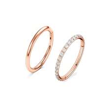 2pcs/Set 16G Side Clear CZ Nose Ring Hoop Surgical Steel Hypoallergenic Clicker  Hinged Segment Septum Nose Piercing 18K Gold Plated Lip Ring Black Cartilage Tragus Rook Conch Daith Helix Earr Piercing Earlobe Earring ,Belly Ring Nipple Ring Diameter 6mm 8mm 10mm Women And Men Body Pierecing Jewelry - N029 - View 13