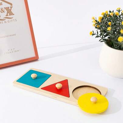 Multicolor Wooden Geometric Panel Gripper Board,Graphic Color Cognitive Matching Board Educational Toy For Children