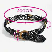 1pc Woven Bohemian Style Casual Elegant Holiday Waist Belt, Wooden Beaded Knotted Waist Rope, Suitable For Daily Wear, Travel, Beach, Party, Birthday Gift, Customized Name Belt - Small Round Wooden Buckle Wooden Bead Belt - View 2