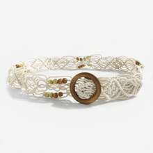 1pc Woven Bohemian Style Casual Elegant Holiday Waist Belt, Wooden Beaded Knotted Waist Rope, Suitable For Daily Wear, Travel, Beach, Party, Birthday Gift, Customized Name Belt - Small Round Wooden Buckle Wooden Bead Belt - View 3