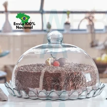 Boleira de Vidro com Tampa Pétalas de Jasmin 32cm Vitazza Prato para Bolo, Doces, Sobremesas, Decoração, Organização e Mesa Posta, com Toque de Elegância, Praticidade Ecológica e Ocasiões Especiais - Multicolorido - Visão 1
