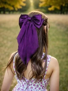 1 件蝴蝶结头带，女孩大号蝴蝶结发夹，马尾辫，固定大号发夹配件（紫色） - 紫色 - 查看 4