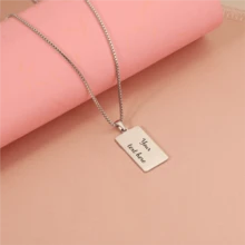Custom Rectangle Titanium Steel Pendant Necklace Luxury Graduation Gifts For Her Couples Girlfriend Personalized Flower Name Bar Stainless Steel Pendant Necklace Personalized Gift Delicate Engraved Mother Daughter Wedding Birthday Graduation Bridesmaid