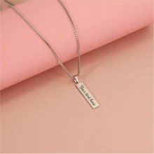 Custom Rectangle Titanium Steel Pendant Necklace Luxury Graduation Gifts For Her Couples Girlfriend Personalized Flower Name Bar Stainless Steel Pendant Necklace Personalized Gift Delicate Engraved Mother Daughter Wedding Birthday Graduation Bridesmaid