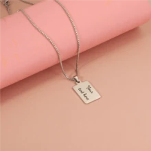 Custom Rectangle Titanium Steel Pendant Necklace Luxury Graduation Gifts For Her Couples Girlfriend Personalized Flower Name Bar Stainless Steel Pendant Necklace Personalized Gift Delicate Engraved Mother Daughter Wedding Birthday Graduation Bridesmaid
