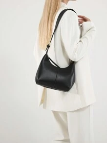 休闲简约日常百搭女士腋下单肩包 - 黑色 - 查看 8