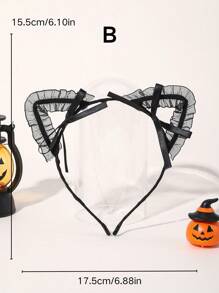 1 Băng đô tai mèo ren đen gợi cảm phong cách Gothic vui nhộn cho nữ, thích hợp làm phụ kiện tóc dự tiệc, trang trí lễ hội - màu đen - Xem 13