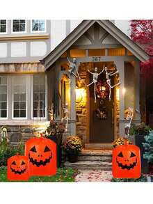 Túi đựng rác sân vườn hình lá bí ngô Halloween, Túi đựng lá làm vườn tái sử dụng siêu bền, Đồ trang trí ngoài trời mùa thu, Giáng sinh - Màu vàng - Xem 8