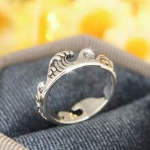 1 Anillo Decorativo Con Diseño De Ondas Antiguo Para Mujer, Adecuado Para Fiestas De Bodas, Aniversarios, Uso Diario, Regalo De Cumpleaños