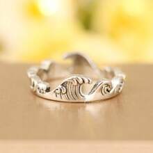 1 Anillo Decorativo Con Diseño De Ondas Antiguo Para Mujer, Adecuado Para Fiestas De Bodas, Aniversarios, Uso Diario, Regalo De Cumpleaños