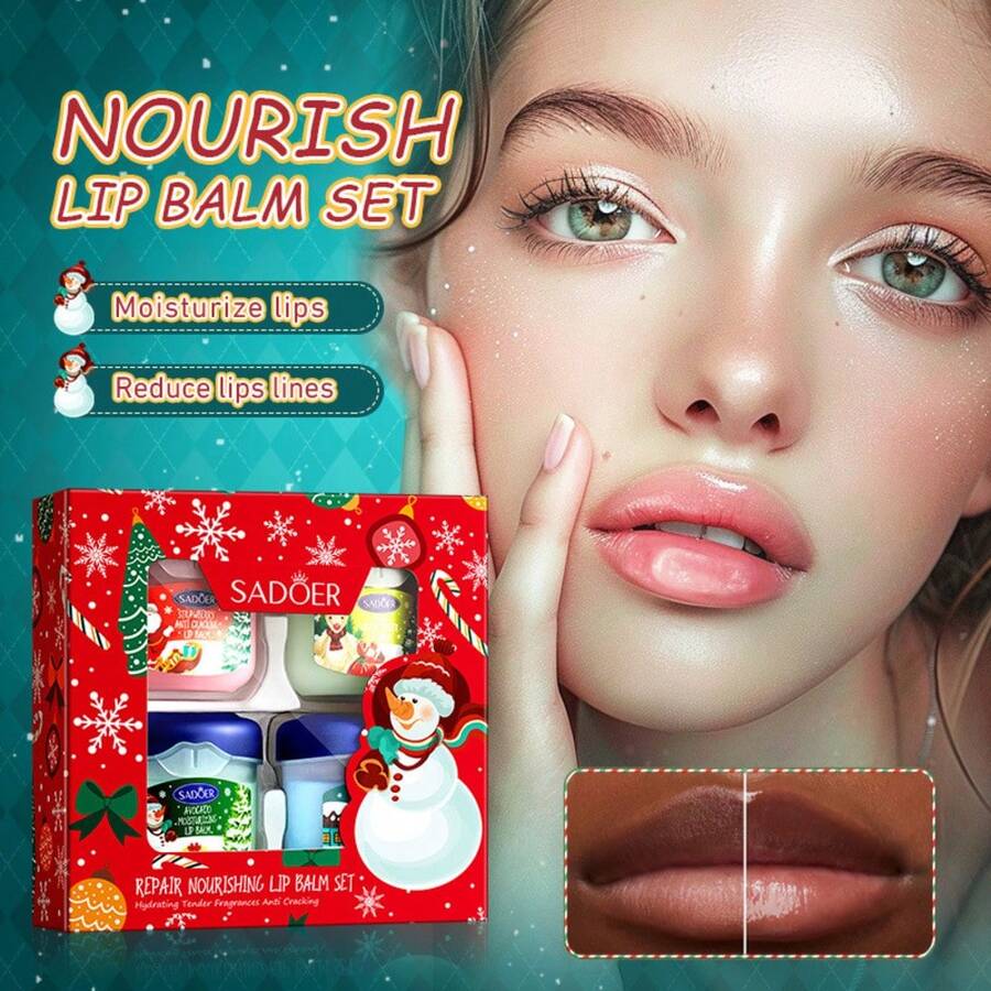 Bộ chăm sóc môi dưỡng môi 4PCS - Son dưỡng an toàn & không chứa hóa chất, cấp ẩm tức thì, làm mịn & bảo vệ - Độ ẩm lâu dài cho đôi môi mềm mại - Quà tặng lễ hội hoàn hảo cho Giáng sinh & Halloween - trắng - Xem 1