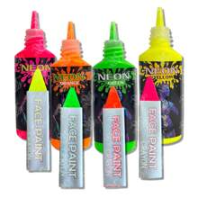 GRUPO CARNAVALLIA Kit Maquillaje Neón Pintura Crayón Fluorescente Glow Luz Uv Body Paint Neon - Multicolor - Ver 10