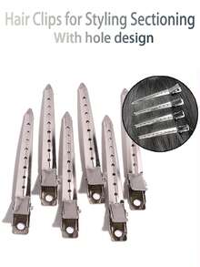 100 piezas Pinzas rizadoras para el cabello de 3,5 pulgadas para lazo, gran pinza de pasador, salón de peluquería, barbería (plata) - Plateado - Ver 2