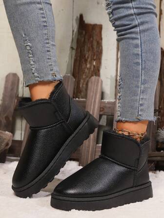 Women's Winter Snow Boots, Warm Fur Lining, Thick Sole, Comfortable, Anti-Slip, Casual Short Boots